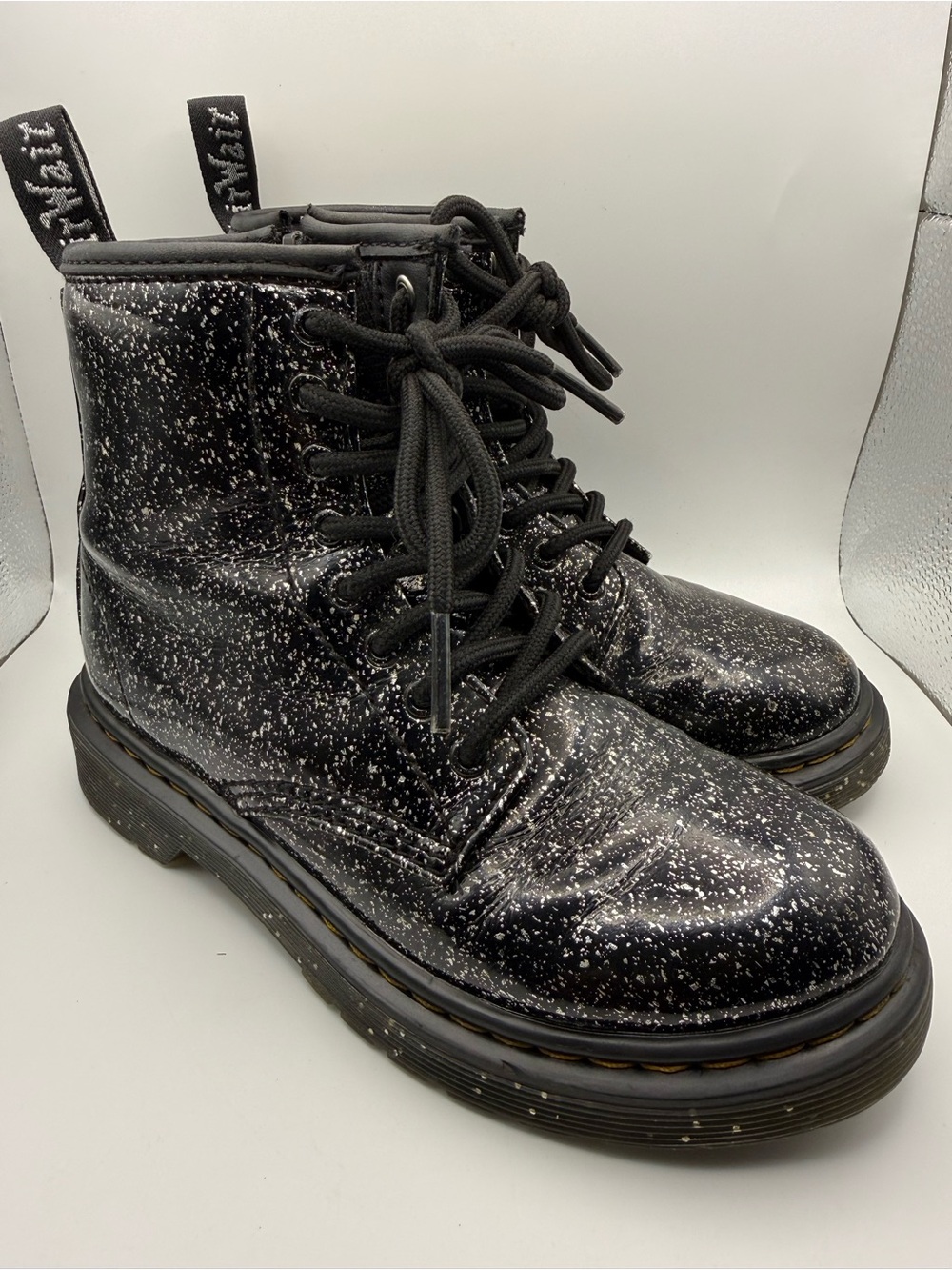 Dr. Martens 1460 Black Glittler Speckled Lace-Up Combat Boots Youth Size 13